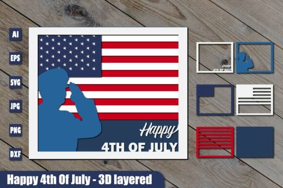 4th of July Soldier Layered Art