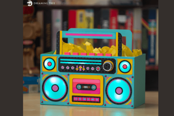 Boombox Gift Bag SVG: Retro Style
