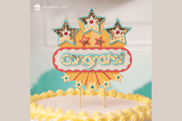 Elevate Celebrations with Congrats Cake Topper SVG
