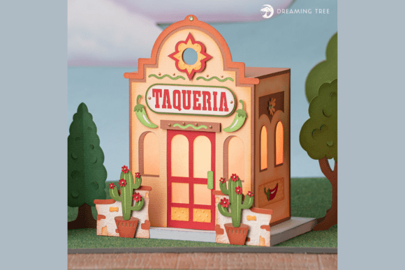 Taqueria SVG: Crafting a Vibrant 3D Paper Taco Shop Experience