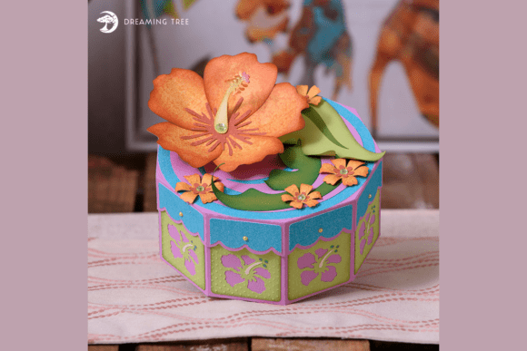 Tropical Hibiscus Gift Box SVG Guide